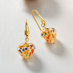 Ross-Simons Italian Murano Glass Heart Drop Earrings in 18kt Gold Over Sterling