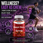 VAITE Maqui Berry Gummies 500mg – Antioxidant-Rich Vegan Supplement, Plant-Based Superfood Chewables for Daily Balance, 60 Easy to Take Servings, Non-GMO, Gluten & Soy Free, for Men & Women