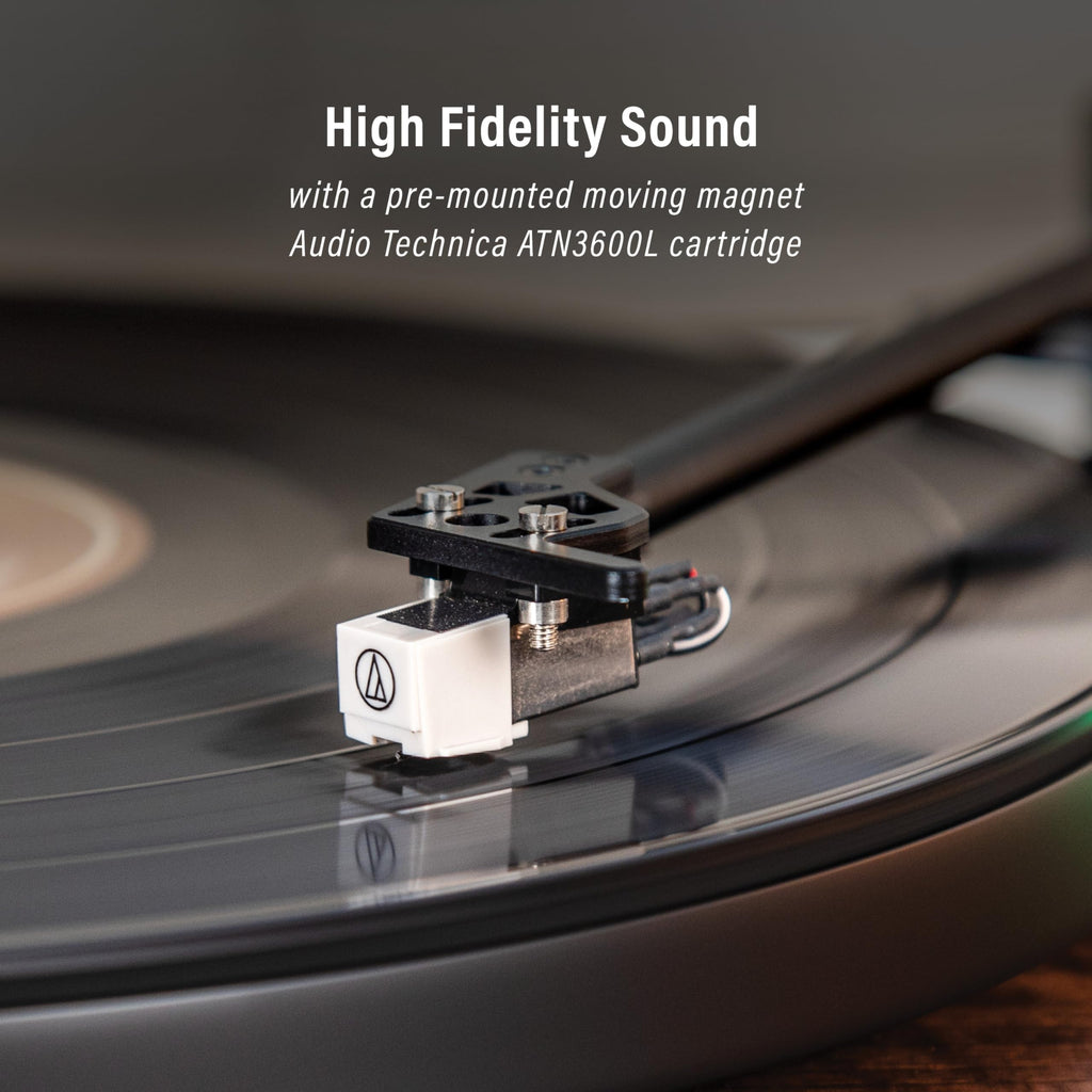 Crosley CR6046A-WAGL Stave 2-Speed Bluetooth Record Player Turntable with Built-in Speakers, Walnut
