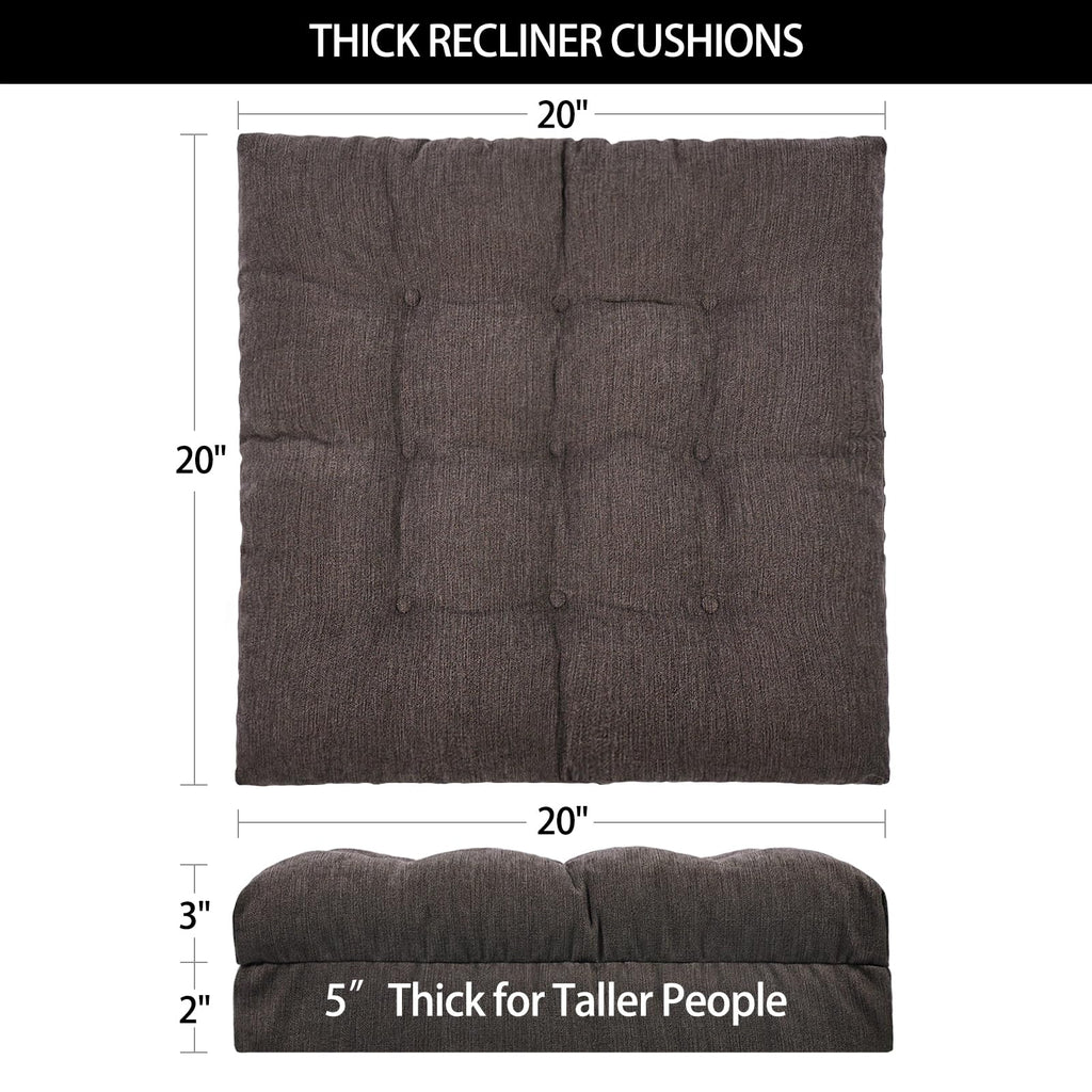 HAVARGO Recliner Cushions for Elderly, 20x20x5 Inch Thick Chair Cushion Patent Design Soft Tufted Dual Layer Booster Seat Cushions for Seniors Recliner Risers Taupe 1P