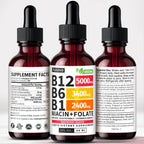 (2 Pack) Vitamin B12 and B6 Liquid Drops, B12 Sublingual Vitamin B Complex - B 12 Vitamin 5000mcg - B12 Methylcobalamin for Energy, Brain, and Heart Support with 27,200 mcg, Raspberry, 80 Servings