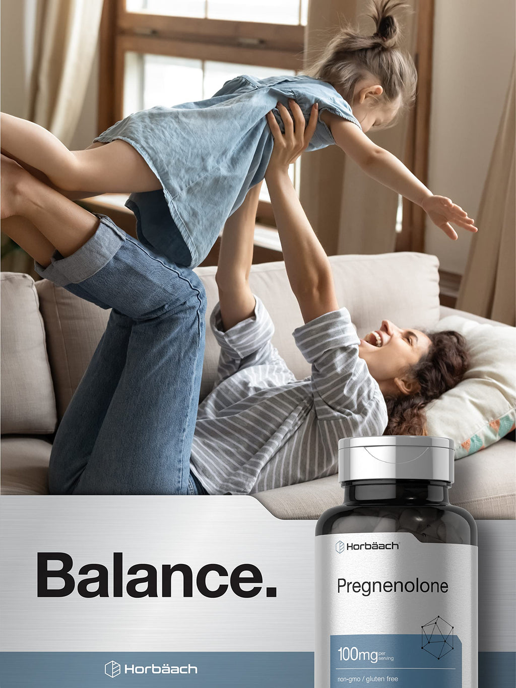 Horbäach Pregnenolone Supplement 100mg | 180 Capsules | Non-GMO and Gluten Free