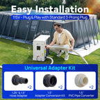 Aquastrong 22,000 BTU Inverter Swimming Pool Heat Pump, 7,000 Gallons Electric Pool Heater for Above Ground and Inground Pool, WiFi Capable Timer, Heating and Cooling Pool Heater 120V