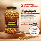 Stonehedge Farms Caramel Flavored Popcorn | 32 oz Large Tub | Perfect for Holidays and Christmas | Bulk Gourmet Popped Sweet Snacks | Carmel Pop Corn | 2 Pound Gift