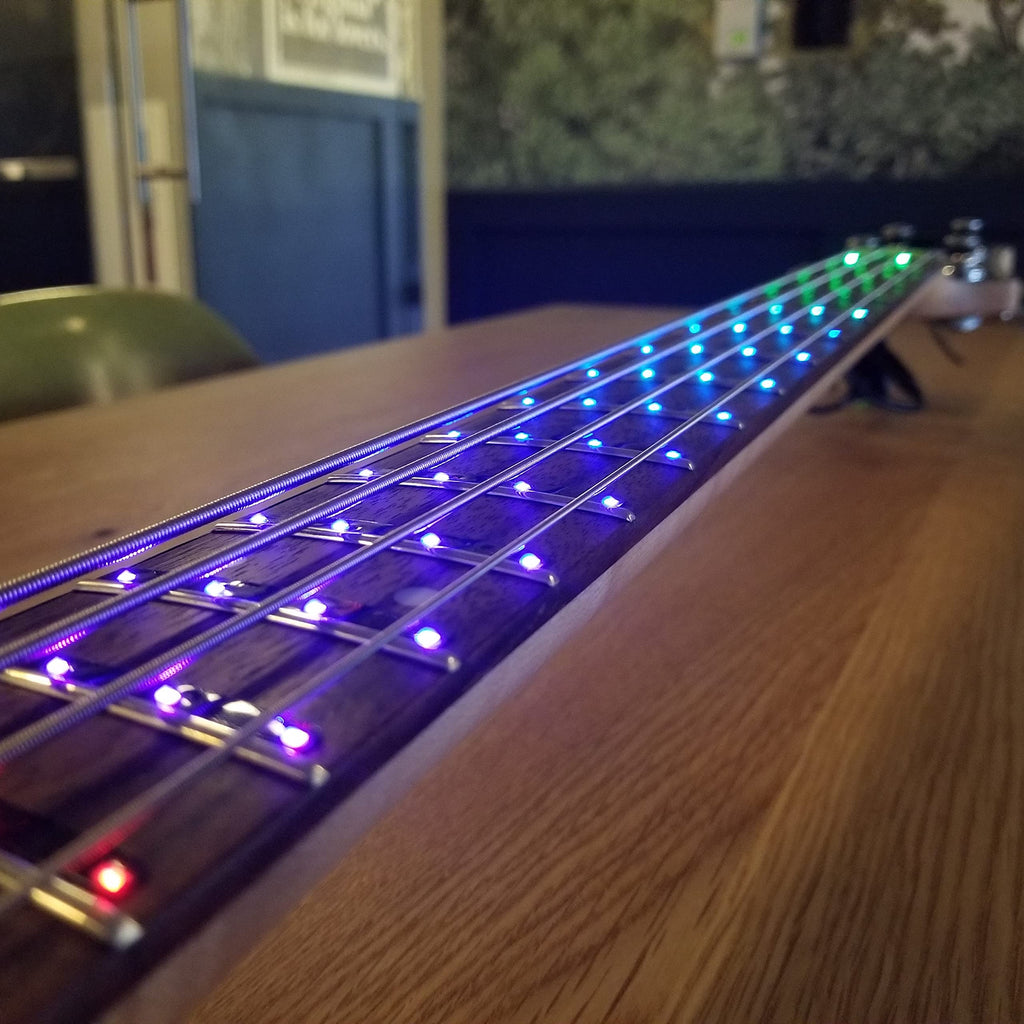 Fret Zealot LED Bass Guitar Fretboard Lights Learning Accessory - EASIEST and BEST Method to Learn To Play Bass Guitar for All Levels, Fits All FULL SIZE Bass Guitars, IOS & Android App included
