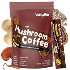 WepBio Mushroom Coffee Original Black 11 in 1 Adaptogenic Mushrooms Blend with Ashwagandha KSM-66,Lions Mane,Reishi,Turkey Tail Instant Mushroom Coffee for Boost Energy, Focus 30 Servings