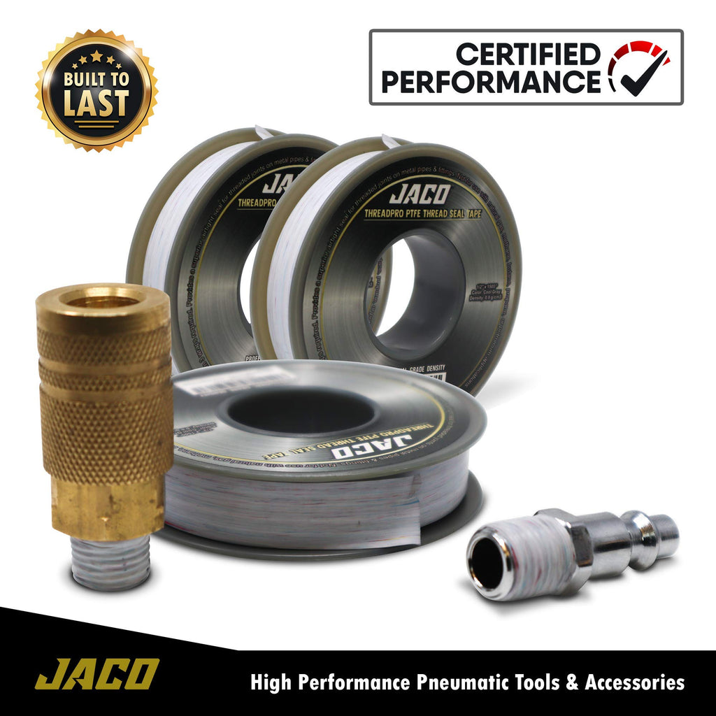 JACO ThreadPro High-Density Thread Seal Tape - 1/2" x 125 ft. (Mega Roll) | Professional PTFE Pipe Sealant | Plumbers Tape (3-Pack)