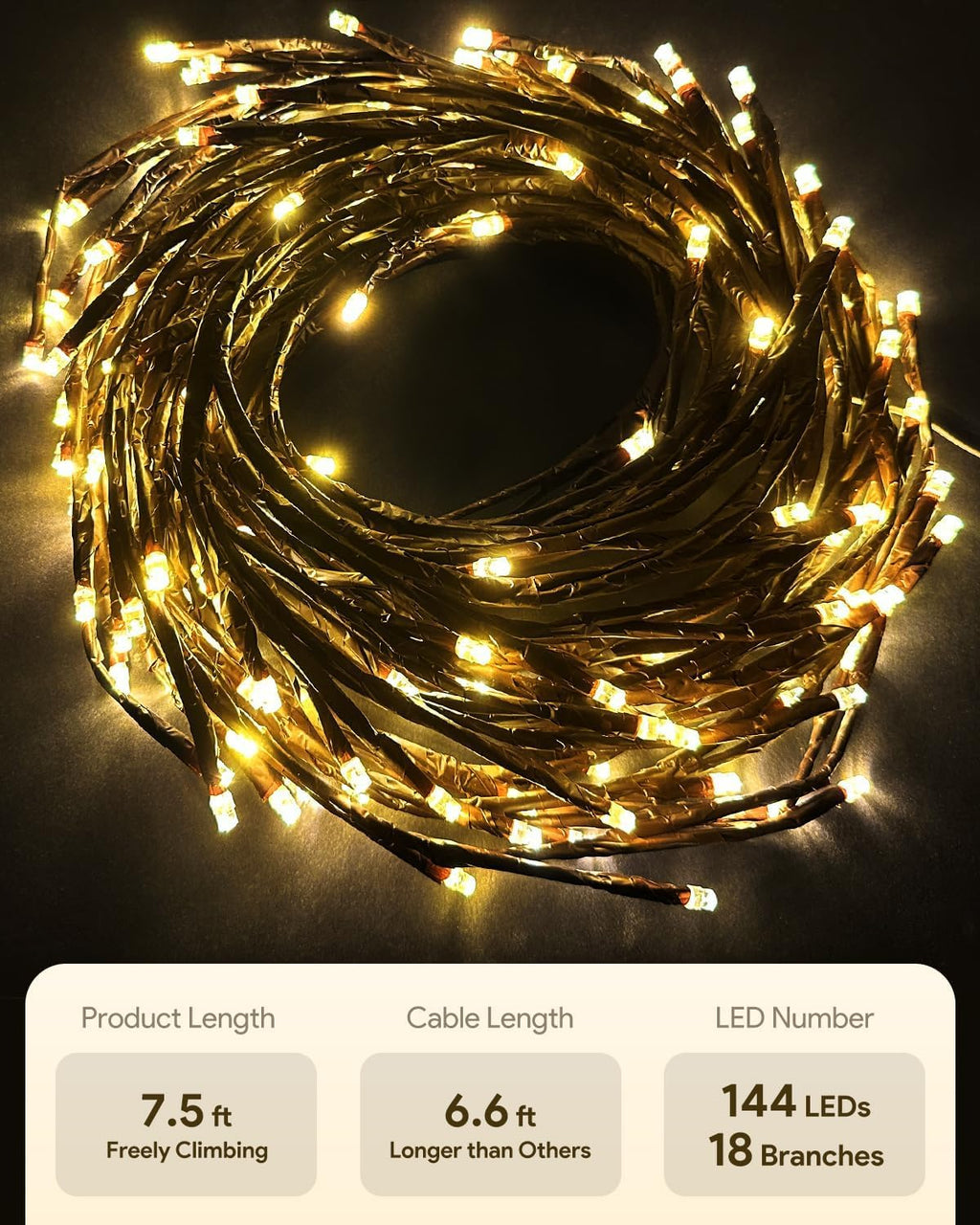 NIDISETPJAS 2Pcs Enchanted Willow Vine Lights with Remote, Christmas Swags Decorations Indoor Room Decor, 18 Branches 144 LEDs Lighted Willow Vine Lights for Walls Bedroom Home Decor