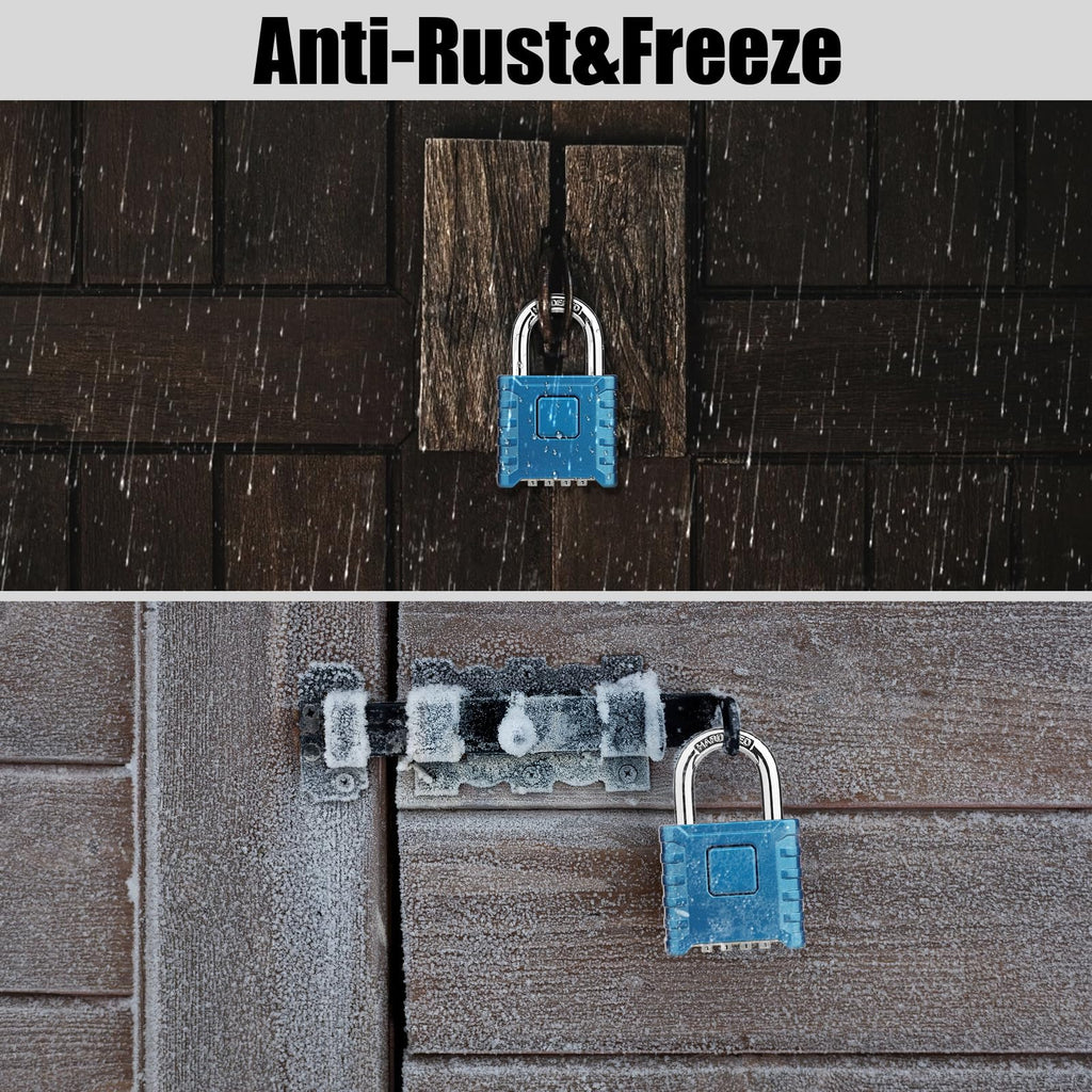 Heavy Duty Weatherproof Padlock [One-Touch Unlocking], Diyife Large Outdoor Combination Padlock, High Security, Design of Hidden Password Suitable for Locker, Home, School, Gate, Fences (Blue)