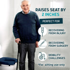 Lunderg Padded Toilet Seat Riser for Seniors - Adds 2 inches. Universal Fit - FIRM Raised Toilet Seat Cushion with High-Density Foam for Enhanced Comfort & Elevation. Post-Surgery Must have (Blue)
