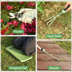 Gardening Tools, WisaKey 10 Piece Heavy Duty Garden Tools Set with Handle, Durable Fashion Garden Organizer Handbag, Ideal Gardening White Elephant Gifts Gift for Woman Mothers