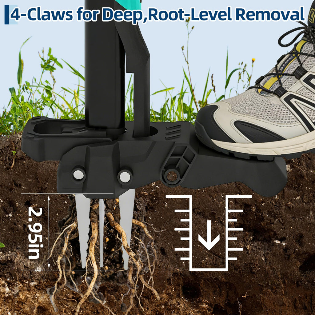 Garvee 40" Long Handle Stand Up Weed Puller - 4-Claw with Ejector Gardening Hand Weeding Tool Easy-Eject Easily Remove Weeds Without Bending, Pulling, or Kneeling.