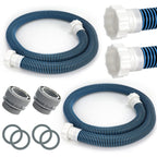 2 Pack 2026 Upgrade EVA Pool Hose with 40mm Hose to 1 1/2 Inch Inlet/Outlet Adapter Conversions for Above Ground Pools 6ft Long Swimming Pools Replacement Filter Hoses for Pool Pumps(Blue)