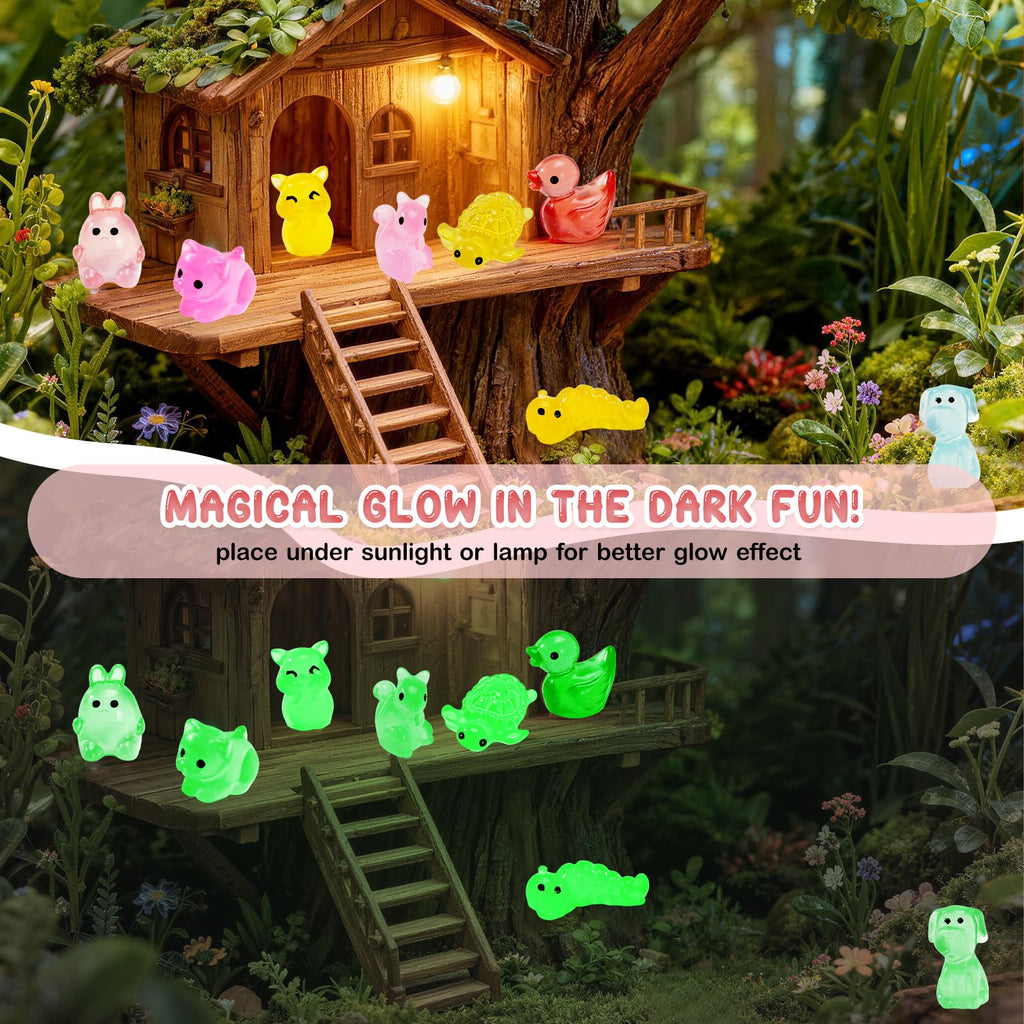Rkyzhuang 320 Pcs Mini Resin Animals with Blind Bags, Glow in The Dark Tiny Resin Figures Mystery Bags, Miniature Animals for Classroom Rewards, Party Favors, Fairy Garden & Dollhouse Decor