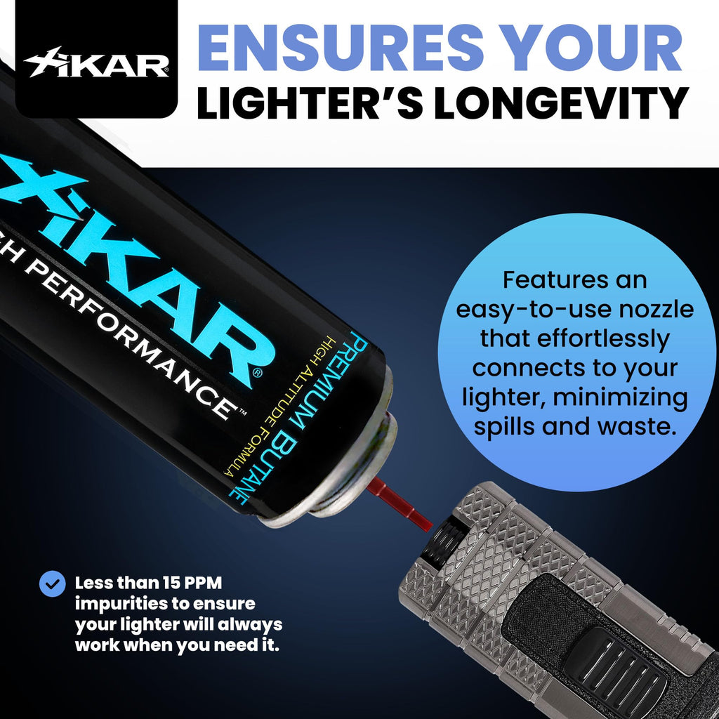 XIKAR PUROFINE Premium Butane Fuel Refill (400ml) 0 Impurities - Ultra Refined, Food Grade, Culinary Butane Refill for Torch & Lighter - Jet Flame Lighter Fuel & Kitchen Torch Refills (4 Pack/8oz)
