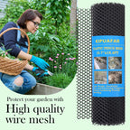 Pet Proof Barrier Net, Black Plastic Chicken Wire Mesh Fencing, Balcony Cat Safety Net & Garden Snake Barrier, Heavy Duty Protection for Chicken Coops, Rabbit Hutches, Dog Kennels (Black, 15.7IN*50)