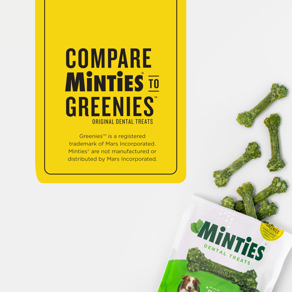 Minties Mint Dental Chews for Dogs, Medium Breeds 25-50 lbs, 40 Ct