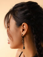 Black Teardrop Spike Star Hoop Earrings, Goth Grunge Emo Punk Y2k Earrings
