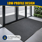 Extra Large Indoor/Outdoor Entrance Mat - 4 x 5 Feet, Rubber Border Door Mat Heavy Duty, Waterproof, Low-Profile, Easy to Clean, Rubber Entry Mat, Commercial Floor Mat, Charcoal Grey