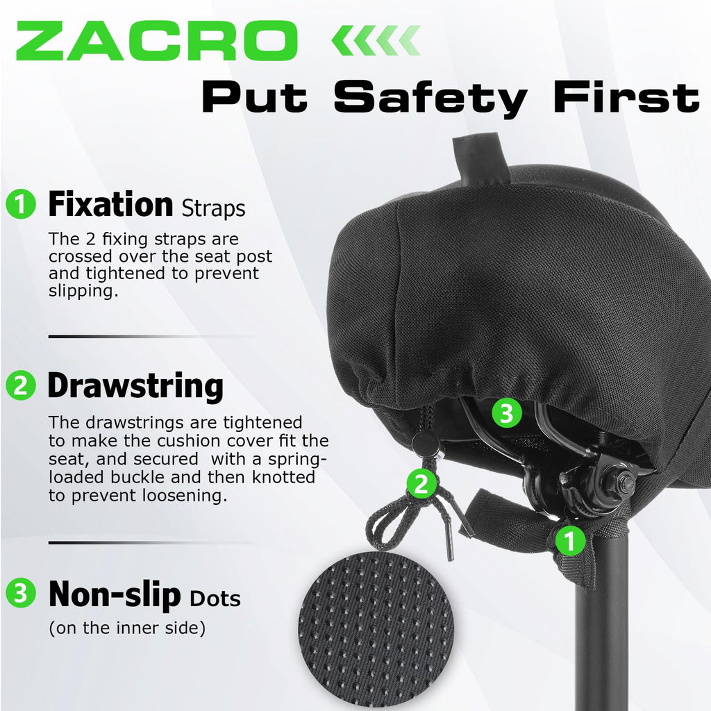 Zacro Bike Seat Cushion - Gel Padded Cover for Men Women Comfort, Extra Soft Exercise Bicycle Compatible with Peloton, Stationary or Cruiser Seats