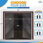Magnetic Closure Screen Door for 62"x81" French Door Sliding Door Pet and Dog Friendly, Durable Fiberglass Mesh Double Door Screen Mesh Retractable Curtain, Keep Bugs. Mosquito Out, Fly Screen