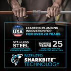 SharkBite Max 1/2 Inch Coupling, Push to Connect Brass Plumbing Fitting, PEX Pipe, Copper, CPVC, PE-RT, HDPE, UR008A