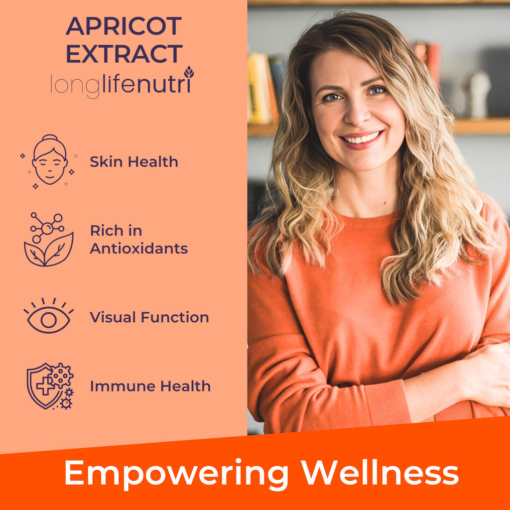 Apricot Extract - Advanced Formula, 1000mg per Serving, 180 Vegetarian Capsules for Natural Vitality, 3-Month Supply, Organic from Prunus Armeniaca - 15:1, Made in USA, Lab Tested, Non-GMO