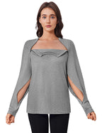 Deyeek Port Shirts for Women Chemo Patients Dialysis Sweatshirts with Arm Zipper Tear Away Long Sleeve Chemotherapy Must Haves Light Gray L