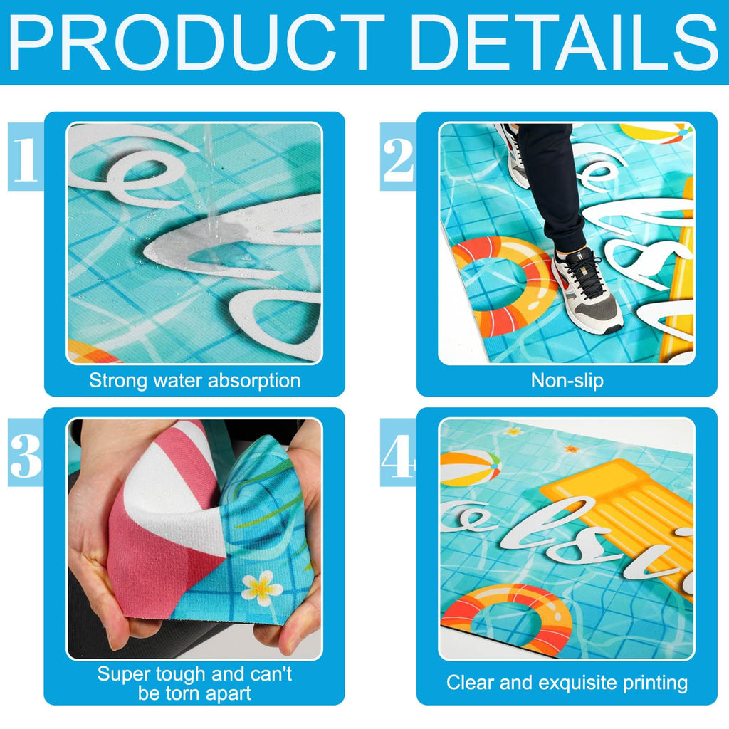 Poolside Rubber Drainage Mat, 17.3" x 47.2" Non-Slip Heat Resistant Outdoormat, Durable Quick Drain Pool Deck Mat for Patio, Bathroom, Garden, Indoor & Outdoor Use
