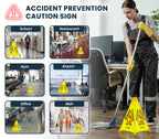 Alpine Caution Wet Floor Sign - Pop Up Slippery When Wet Sign, Wall Mounted Foldable Bilingual Yellow Safety Warning Caution Cone For Commercial & Office Use (20 Inches)