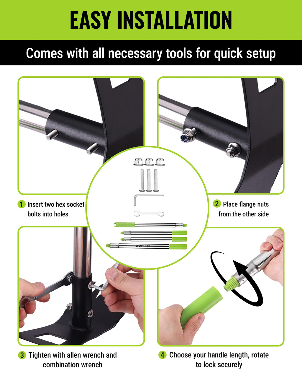 WORKPRO Weed Puller Tool with Long Handle, 2-in-1 Garden Hoe & Weed Rake