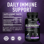 Zeal Naturals Max Strength Elderberry Capsules - 500mg, 100 Capsules | Sambucus Black Elderberry, Vitamin C, and Zinc | 3-in-1 Immune Support Supplement for Adults