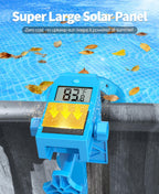 DeeprClean Newly Above Ground Pool Skimmer with Solar Digital Thermometer, Wall Mount Surface Skimmer with Adjustable Height Bracket, Auto Skimming for Pool Surface Floating Leaves & Debris - Blue