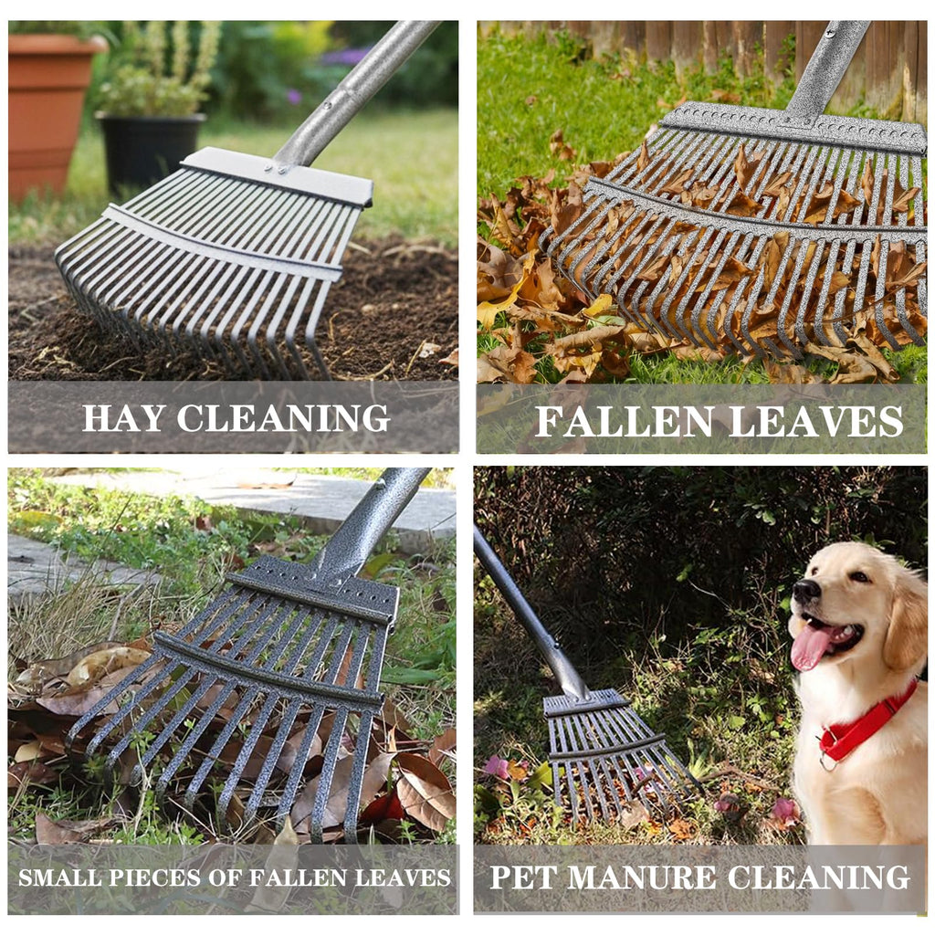 GARDENWORK Leaf Rake for Leaves,36-73" Long Garden Rake with 25&11 Tines