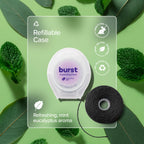 BURST Expanding Dental Floss (Mint Eucalyptus/40 Yards) | Stain Absorbing & Woven Tooth Floss with Xylitol Coating to Fight Cavities | Vegan | Paraben Free Expanding Floss