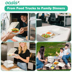 OasisSN 𝟵𝘅𝟲", 𝟲𝟴-𝗣𝗮𝗰𝗸 Clamshell Take Out Food Containers, Compostable Heavy-Duty Disposable Paper Lunch Boxes，Eco-Friendly Biodegradable To Go Containers For Food(White)