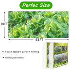 2 Pack 10X43FT Garden Netting for Raised Beds, Ultra Fine Insect Netting for Vegetable Flowers Fruits Greenhouse Crops, Garden Mesh Plant Cover Row Cover Barrier Protection Net for Birds