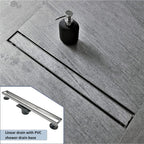 Neodrain 48-Inch Linear Shower Drain with Tile Insert Grate, Professional Brushed 304 Stainless Steel Rectangle Shower Floor Drain Manufacturer, Floor Shower Drain with Shower Drain Base