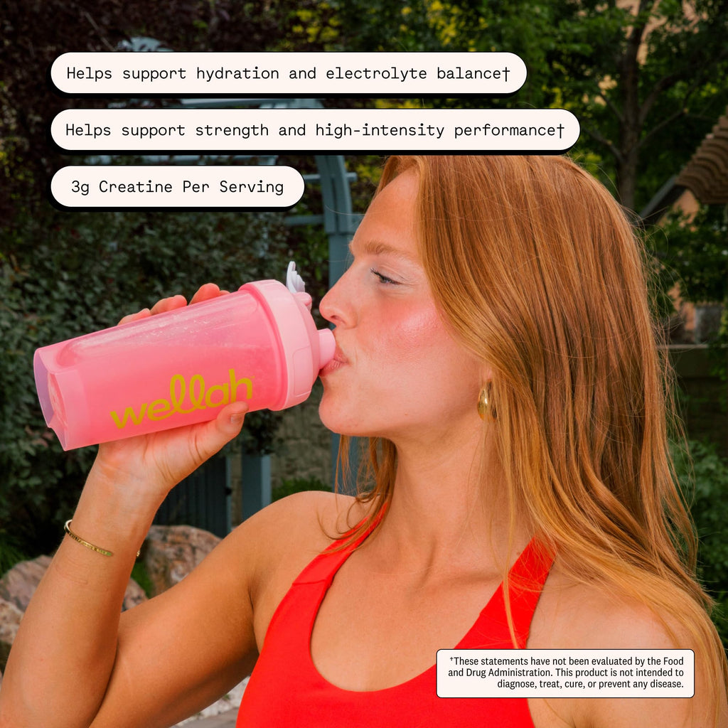 Wellah Creatine + Electrolytes Powder (Fruit Punch) 30 Servings - Hydration Drink Mix with 3g of Creatine Monohydrate