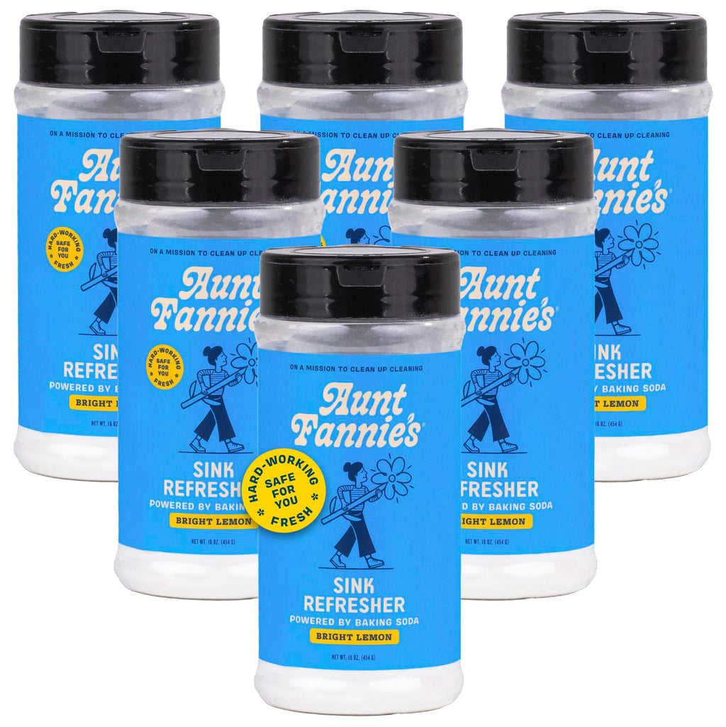 Aunt Fannie's Sink Refresher, Bright Lemon Powder Scrub and Odor Minimizer for Sinks, Drains and Garbage Disposals, 16 Ounces (Pack of 6)