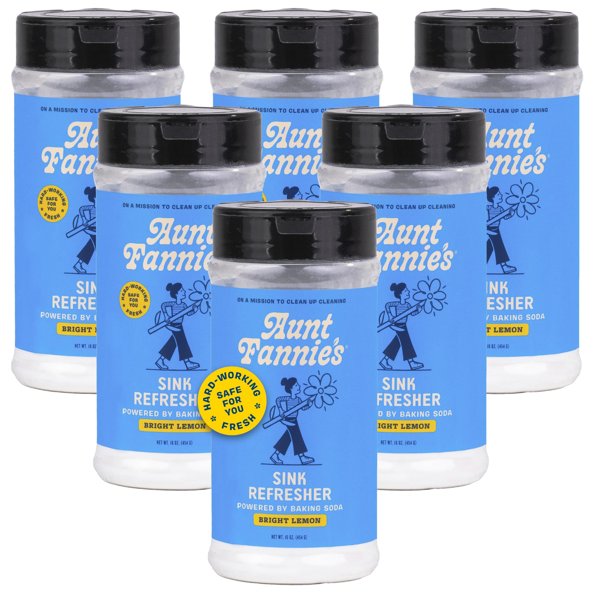 Aunt Fannie's Sink Refresher, Bright Lemon Powder Scrub and Odor Minimizer for Sinks, Drains and Garbage Disposals, 16 Ounces (Pack of 6)