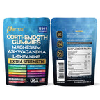 Parrox Corti-Smooth Cortisol Support Gummies with Magnesium, L-Theanine, Ashwagandha, Phosphatidylserine, Bacopa Monnieri, Lions Mane, Ginkgo Biloba, Valerian Root (60 Gummies - Mixed Berry Flavor)
