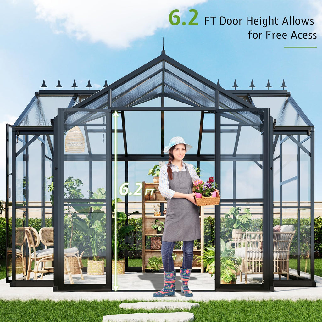 AMERLIFE 12 x 10 x 8-Ft Hybrid Polycarbonate Greenhouse
