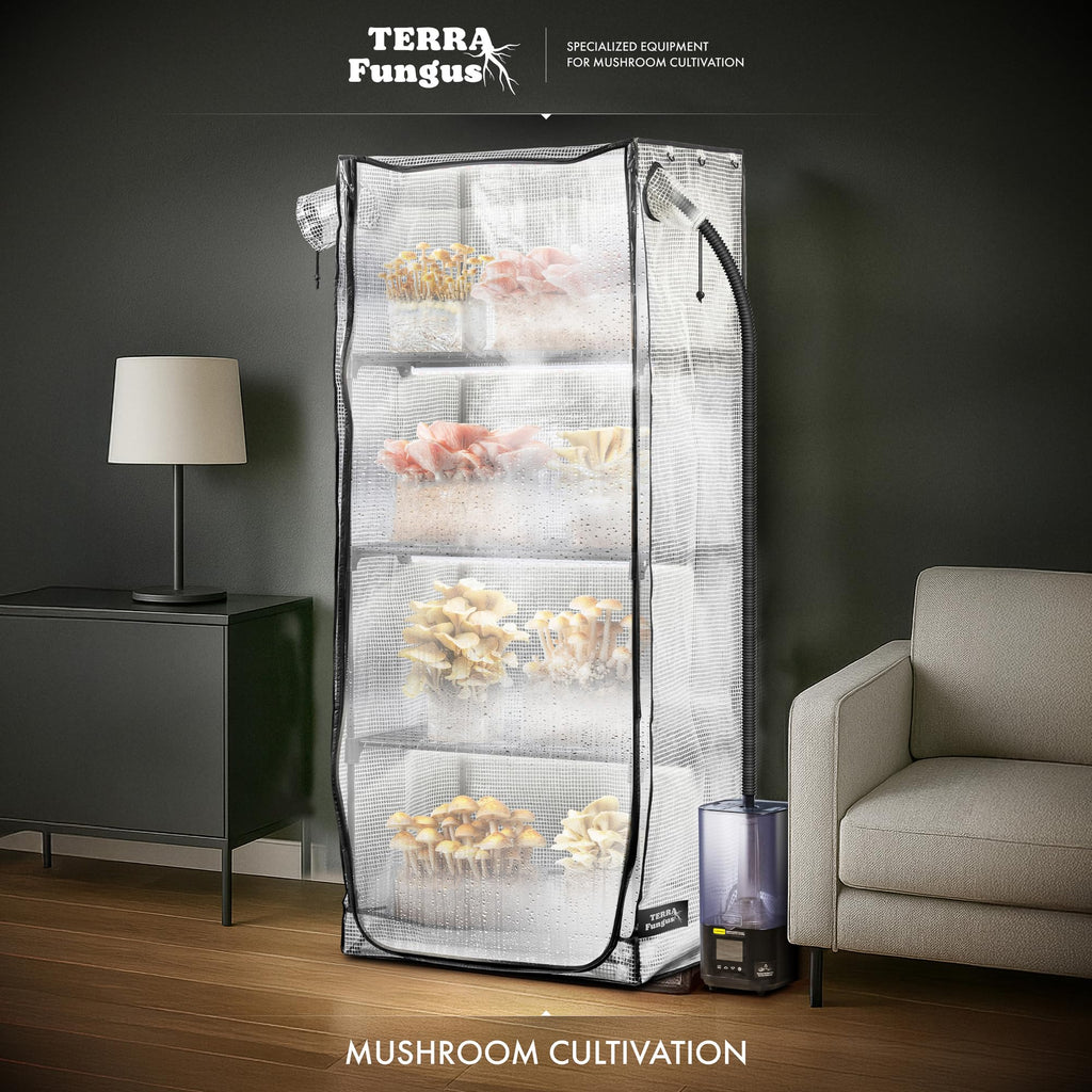Mushroom Grow Tent with 6500K LED Light & Timer, 4-Tier Shelves