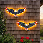 2 Pack 23" American Eagle Metal Wall Art with Solar Lights Outdoor