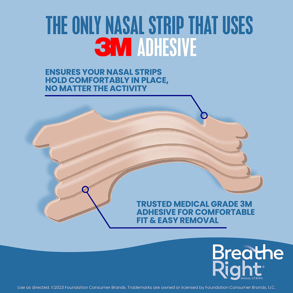 Breathe Right Nasal Strips, Extra Strength Tan Nose Strips, Drug-Free Nasal Congestion Relief for Better Breathing, Help Relieve Snoring, Caused by Colds & Allergies, Deviated Septum, 44ct