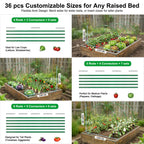 Garden Hoops for Raised Beds, Splinter-Free Fiberglass Greenhouse Hoops Grow Tunnel, 36 Pcs Adjustable Frame for Row Cover & Bird Netting, Rust-Proof DIY Outdoor Plant Stakes