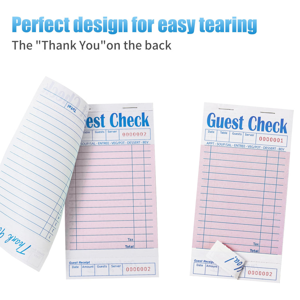 ZPARIK 6 Pack Guest Checks Books, Server Note Pads, Pink