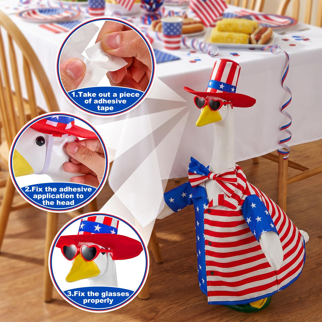 ComfyKit 1 Set 4th of July Porch Goose Outfit for 23 Inch Goose Statues