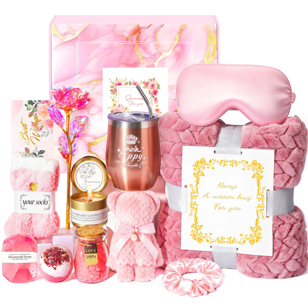 Birthday Gifts Basket for Women Mom Her Sister Grandma, Get Well Self Care